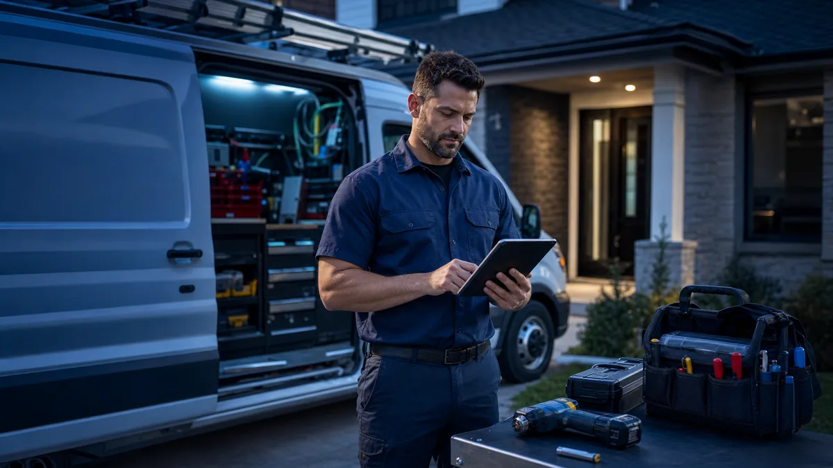 Technician working from a professional service van